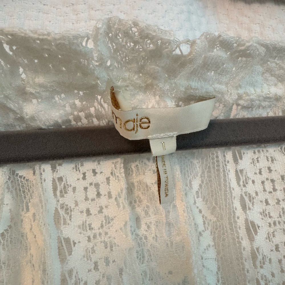 Maje White Lace Maxi Dress with Long Sleeves - Sz. 1 (small) - Picture 5 of 8